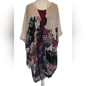 Sonoma Oversized Kimono Wrap Scarf Cape, Poppy Print Kimono One Size